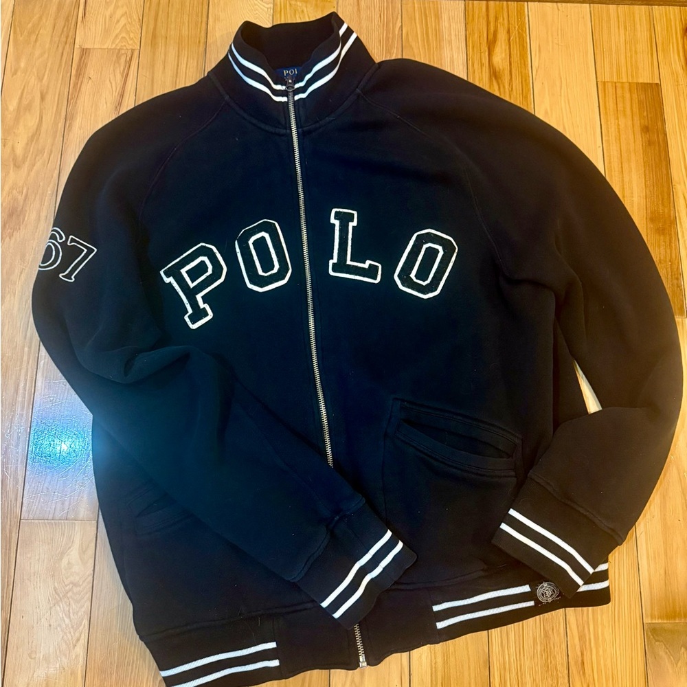 POLO Fleece Baseball Jacket - Black